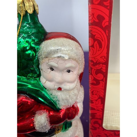 Mistletoe Magic Collection Santa Carrying Sack European Style Glass Ornament Han - Picture 3 of 14